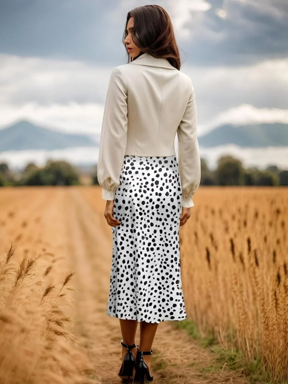 Trendy Women's Leopard Print Midi Skirt - Summer Long Satin High Waist Elastic